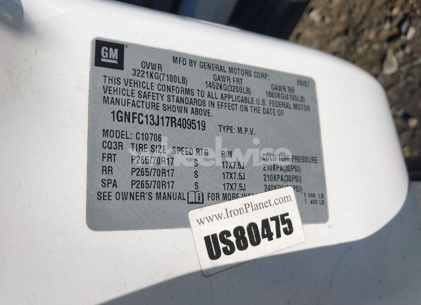 Photo 9 of 2007 Chevrolet Tahoe LT (VIN 1GNFC13J17R409519)