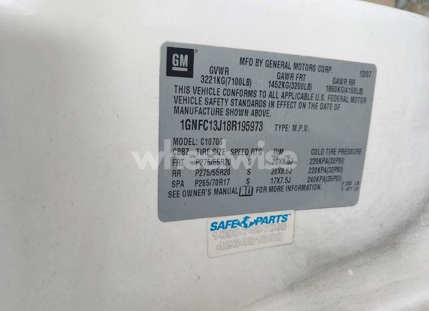 Photo 9 of 2008 Chevrolet Tahoe LTZ (VIN 1GNFC13J18R195973)