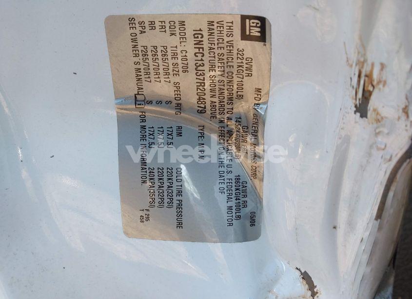 Photo 9 of 2007 Chevrolet Tahoe LT (VIN 1GNFC13J37R204879)