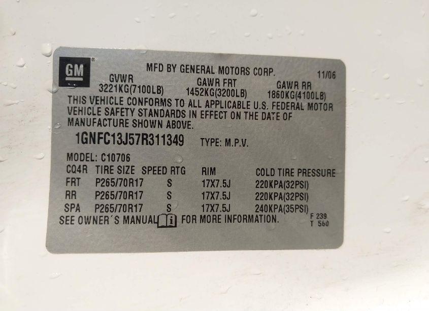 Photo 9 of 2007 Chevrolet Tahoe LT (VIN 1GNFC13J57R311349)