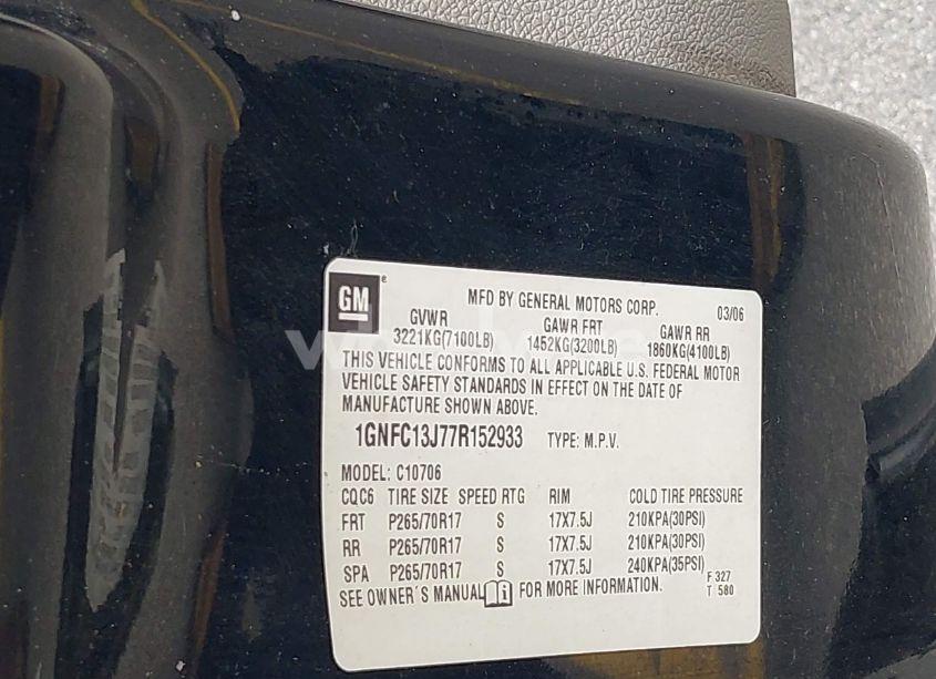 Photo 9 of 2007 Chevrolet Tahoe LT (VIN 1GNFC13J77R152933)