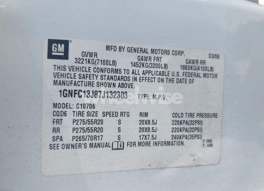 Photo 9 of 2007 Chevrolet Tahoe LTZ (VIN 1GNFC13J87J132303)