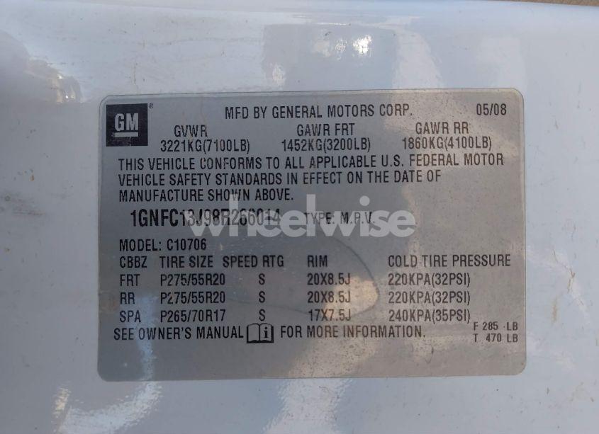 Photo 9 of 2008 Chevrolet Tahoe LTZ (VIN 1GNFC13J98R266014)