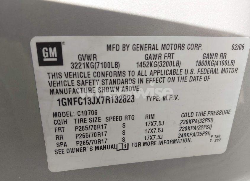 Photo 9 of 2007 Chevrolet Tahoe LS (VIN 1GNFC13JX7R132823)