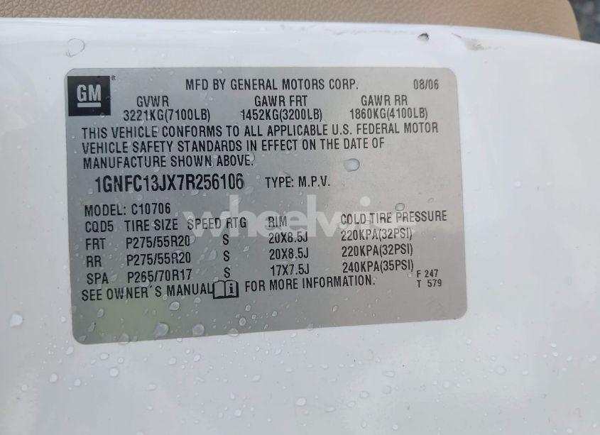 Photo 9 of 2007 Chevrolet Tahoe LTZ (VIN 1GNFC13JX7R256106)