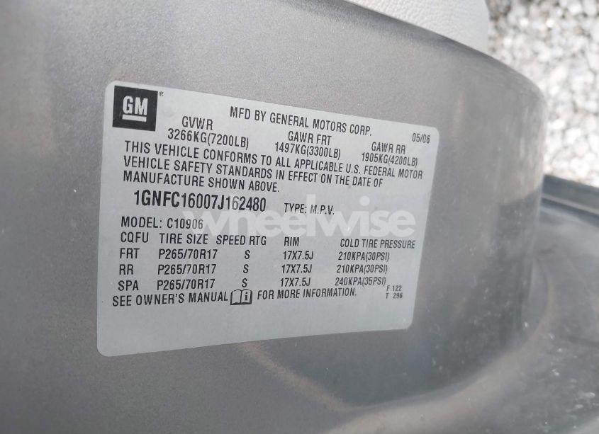 Photo 9 of 2007 Chevrolet Suburban 1500 LT (VIN 1GNFC16007J162480)