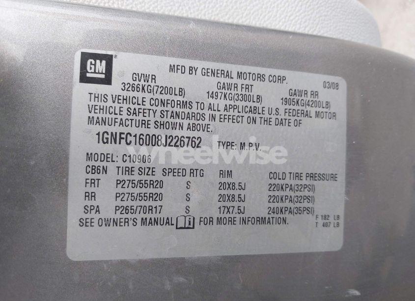 Photo 9 of 2008 Chevrolet Suburban 1500 LT (VIN 1GNFC16008J226762)