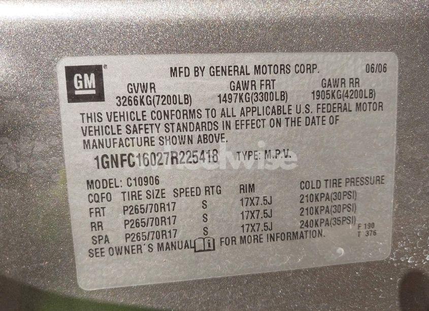 Photo 9 of 2007 Chevrolet Suburban 1500 LT (VIN 1GNFC16027R225418)