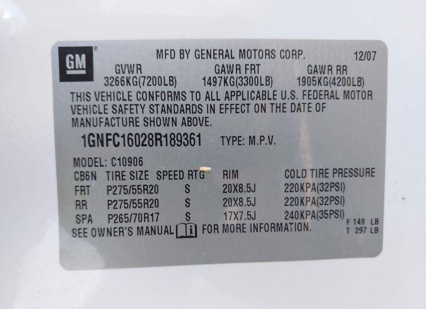 Photo 9 of 2008 Chevrolet Suburban 1500 LTZ (VIN 1GNFC16028R189361)