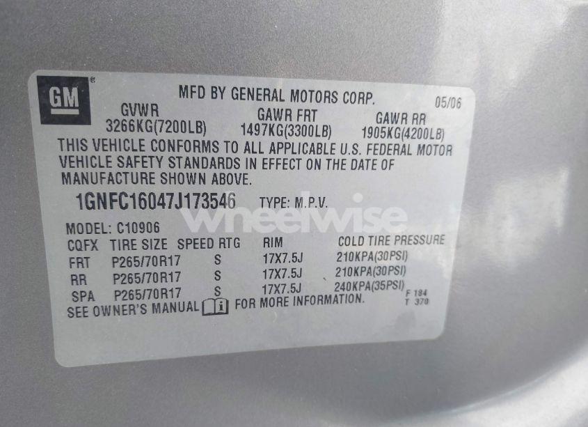 Photo 9 of 2007 Chevrolet Suburban 1500 LT (VIN 1GNFC16047J173546)