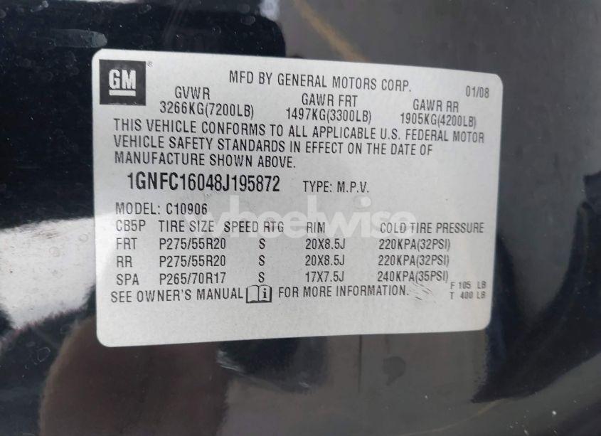 Photo 9 of 2008 Chevrolet Suburban 1500 LT (VIN 1GNFC16048J195872)