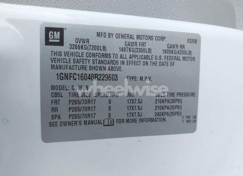 Photo 9 of 2008 Chevrolet Suburban 1500 LT (VIN 1GNFC16048R229603)