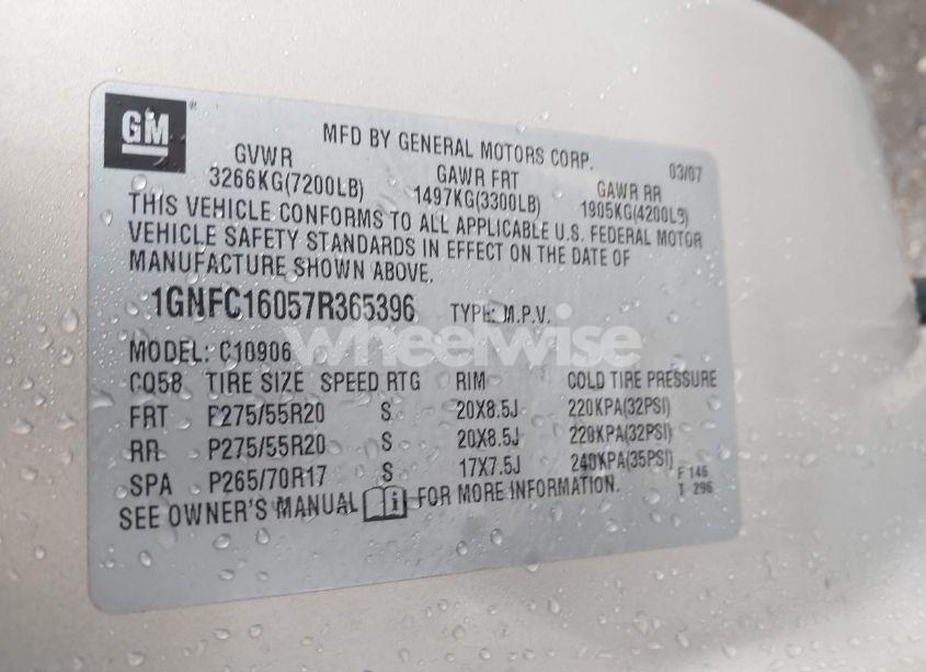 Photo 9 of 2007 Chevrolet Suburban 1500 LTZ (VIN 1GNFC16057R365396)