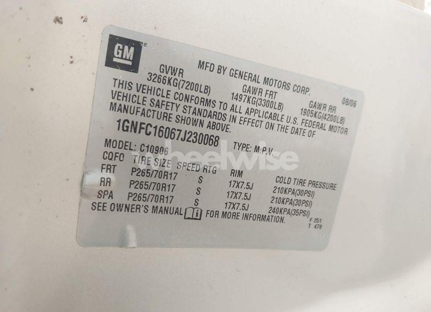 Photo 9 of 2007 Chevrolet Suburban 1500 LT (VIN 1GNFC16067J230068)