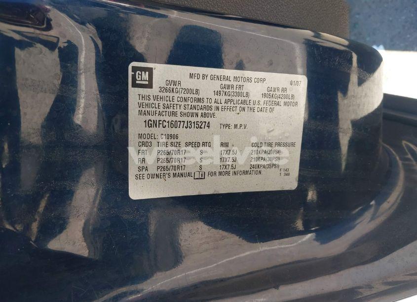 Photo 9 of 2007 Chevrolet Suburban 1500 LT (VIN 1GNFC16077J315274)