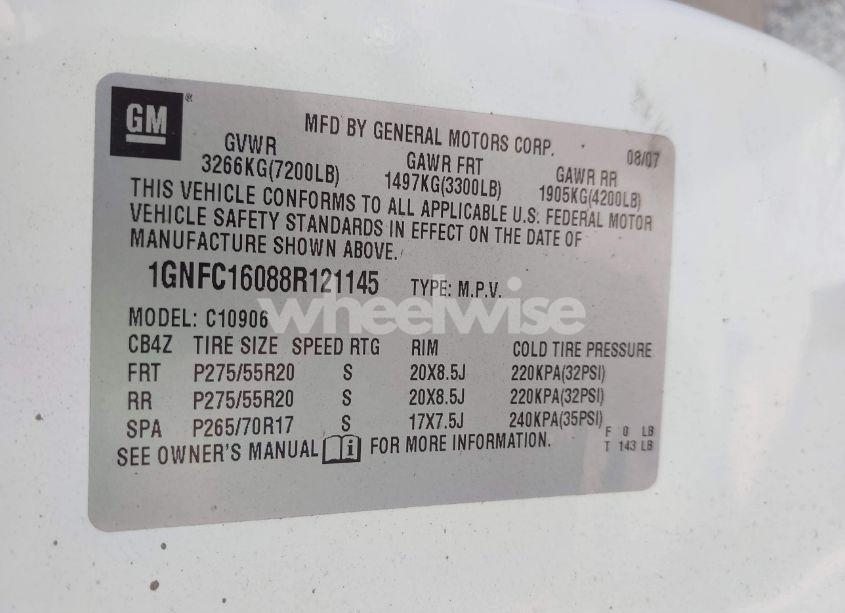 Photo 9 of 2008 Chevrolet Suburban 1500 LT (VIN 1GNFC16088R121145)