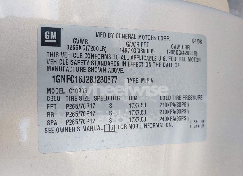 Photo 9 of 2008 Chevrolet Suburban 1500 LS (VIN 1GNFC16J28J230577)