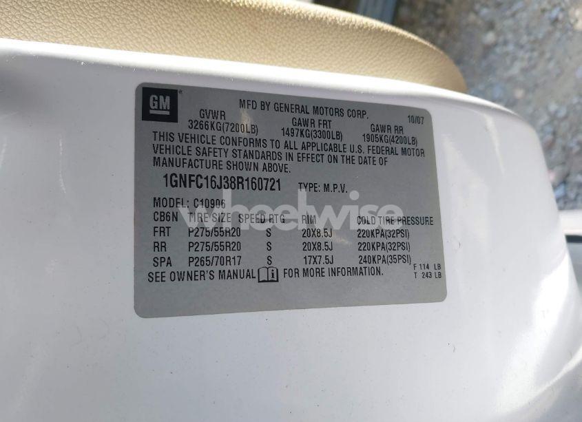 Photo 9 of 2008 Chevrolet Suburban 1500 LT (VIN 1GNFC16J38R160721)