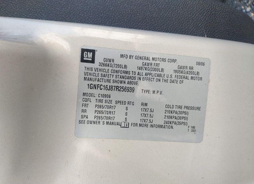 Photo 9 of 2007 Chevrolet Suburban 1500 LT (VIN 1GNFC16J87R256939)