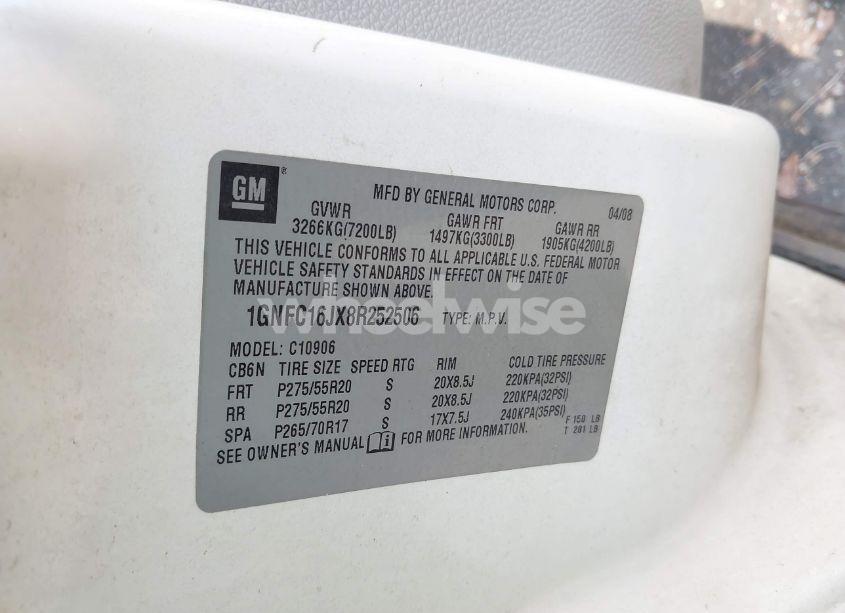 Photo 9 of 2008 Chevrolet Suburban 1500 LTZ (VIN 1GNFC16JX8R252506)