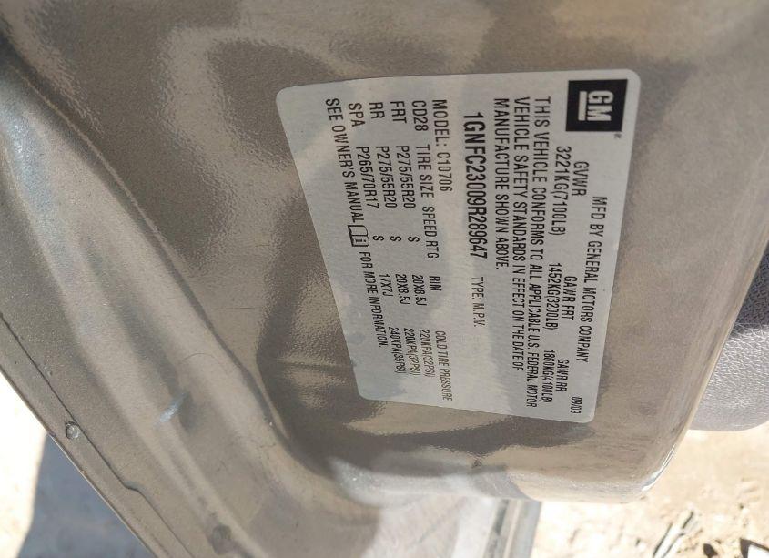 Photo 9 of 2009 Chevrolet Tahoe LT1 (VIN 1GNFC23009R289647)