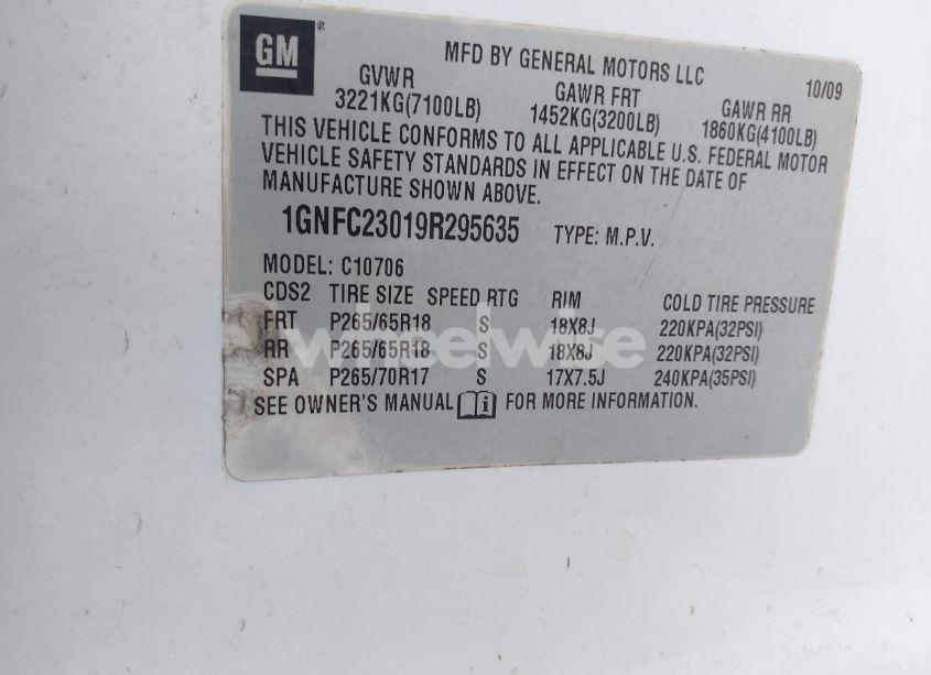 Photo 9 of 2009 Chevrolet Tahoe LT2 (VIN 1GNFC23019R295635)