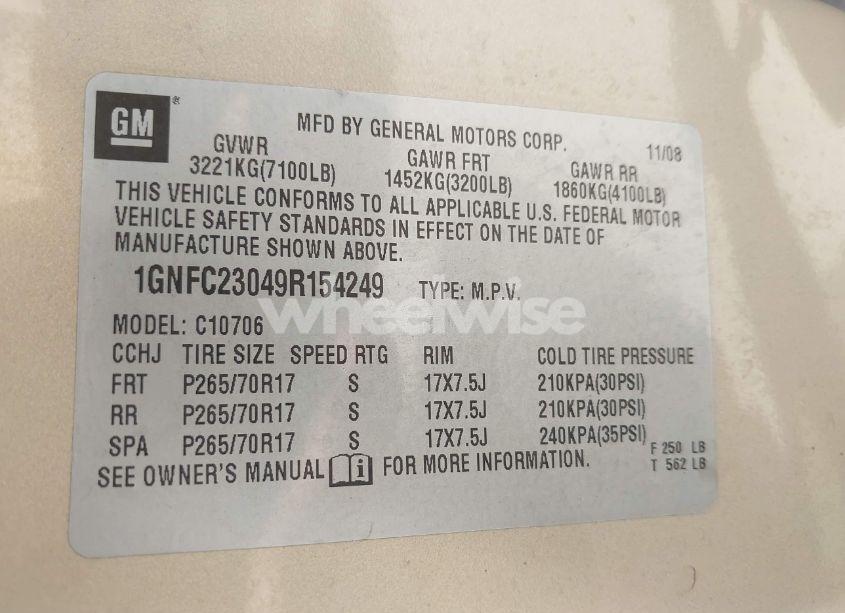 Photo 9 of 2009 Chevrolet Tahoe LT2 (VIN 1GNFC23049R154249)