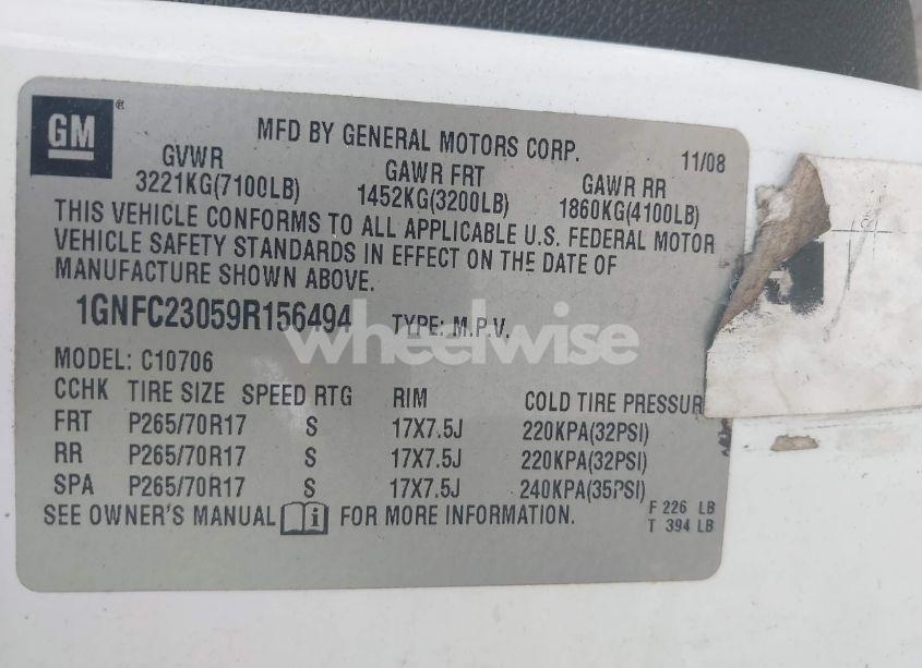 Photo 9 of 2009 Chevrolet Tahoe LT1 (VIN 1GNFC23059R156494)