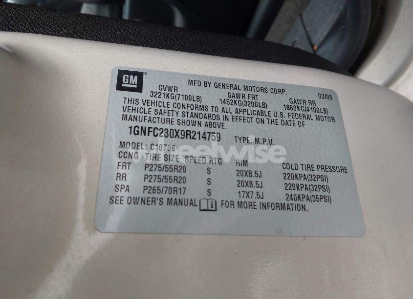 Photo 17 of 2009 Chevrolet Tahoe LT1 (VIN 1GNFC230X9R214759)