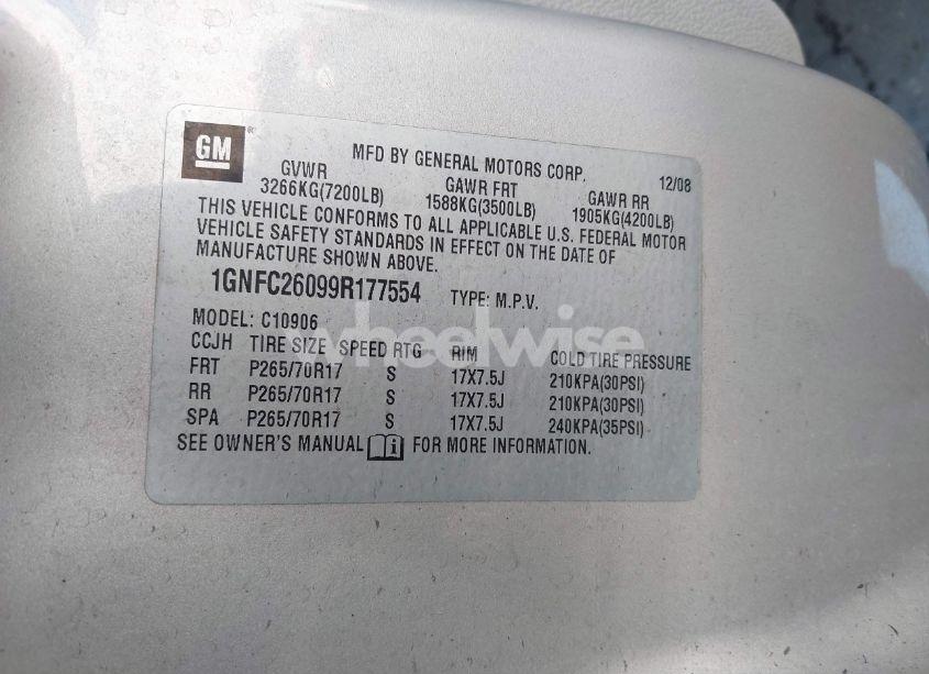 Photo 9 of 2009 Chevrolet Suburban 1500 LT2 (VIN 1GNFC26099R177554)