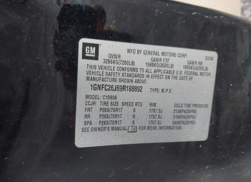 Photo 9 of 2009 Chevrolet Suburban 1500 LT1 (VIN 1GNFC26J69R188892)