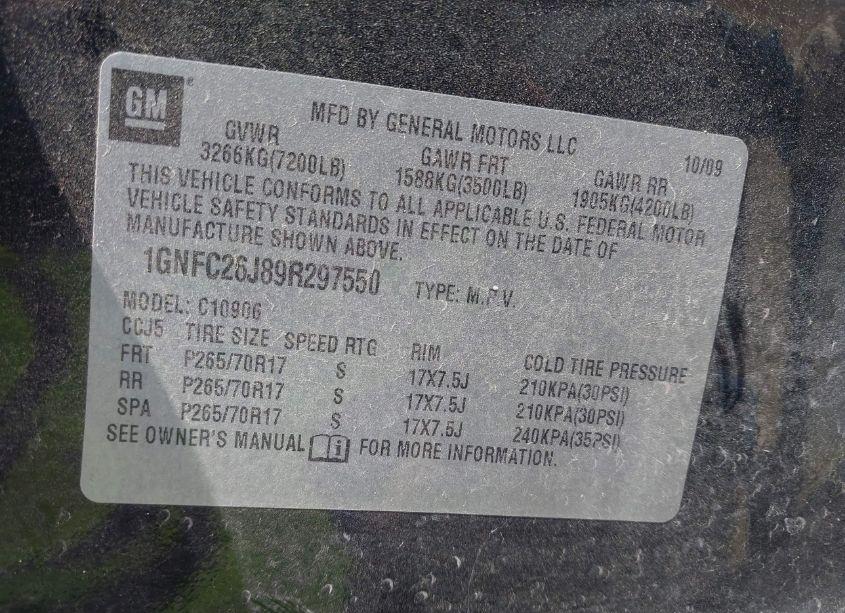 Photo 9 of 2009 Chevrolet Suburban 1500 LT2 (VIN 1GNFC26J89R297550)