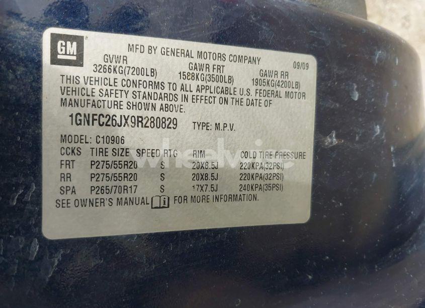 Photo 9 of 2009 Chevrolet Suburban 1500 LT2 (VIN 1GNFC26JX9R280829)