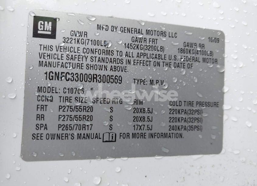 Photo 9 of 2009 Chevrolet Tahoe LTZ (VIN 1GNFC33009R300569)