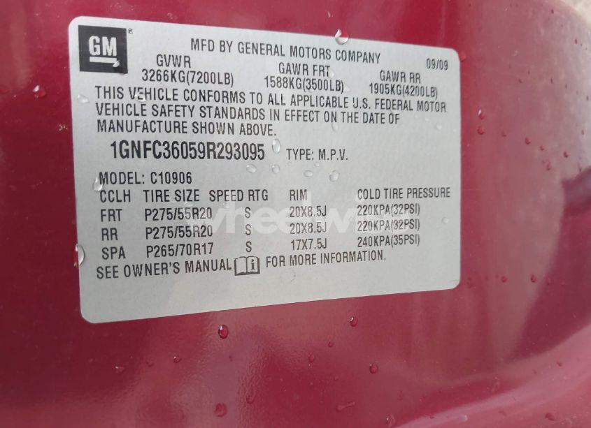 Photo 9 of 2009 Chevrolet Suburban 1500 LTZ (VIN 1GNFC36059R293095)