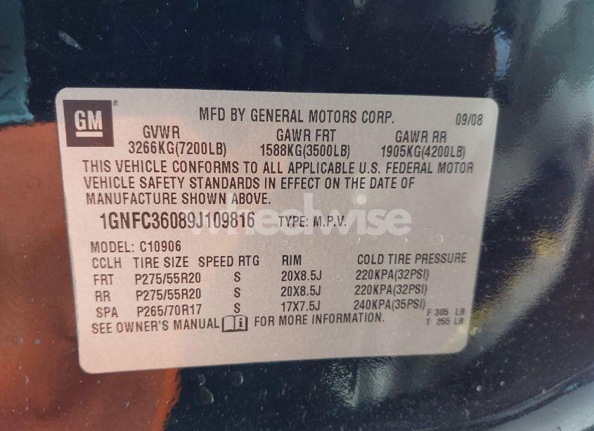 Photo 9 of 2009 Chevrolet Suburban 1500 LTZ (VIN 1GNFC36089J109816)