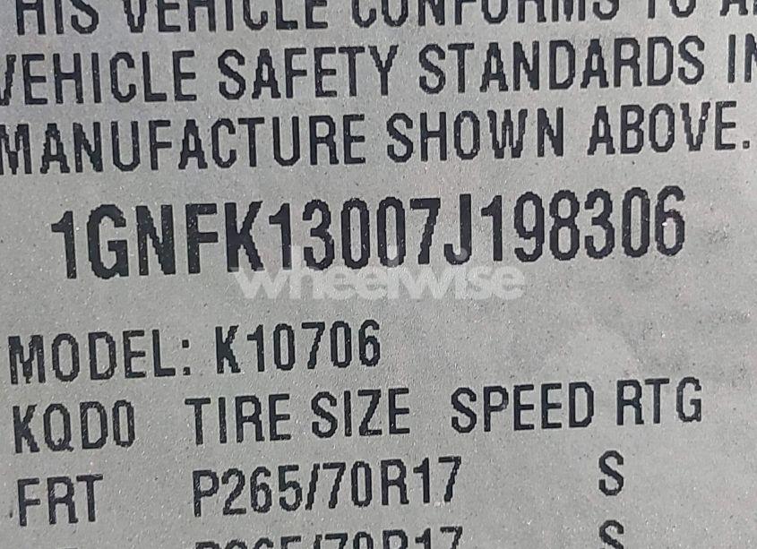 Photo 9 of 2007 Chevrolet Tahoe LS (VIN 1GNFK13007J198306)