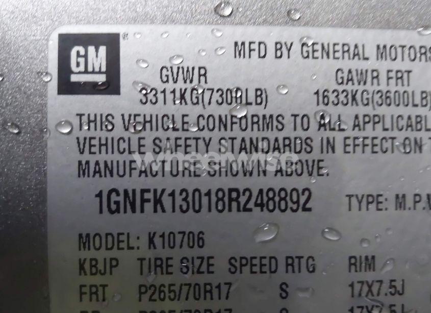 Photo 9 of 2008 Chevrolet Tahoe LT (VIN 1GNFK13018R248892)