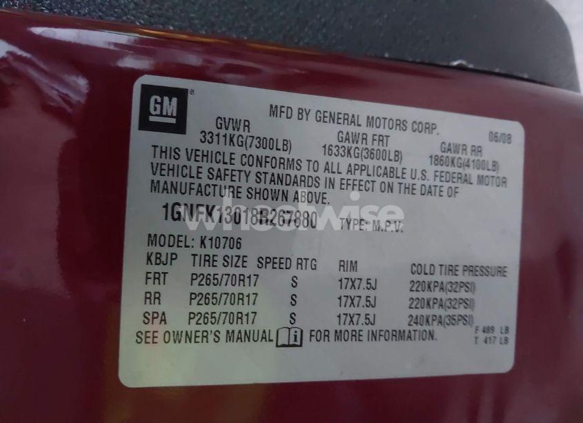 Photo 9 of 2008 Chevrolet Tahoe LT (VIN 1GNFK13018R267880)