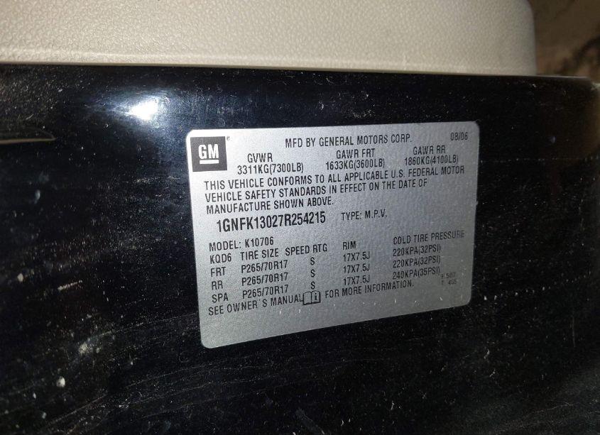 Photo 9 of 2007 Chevrolet Tahoe LT (VIN 1GNFK13027R254215)