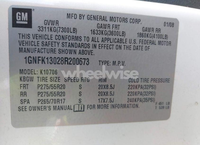 Photo 9 of 2008 Chevrolet Tahoe LTZ (VIN 1GNFK13028R200673)