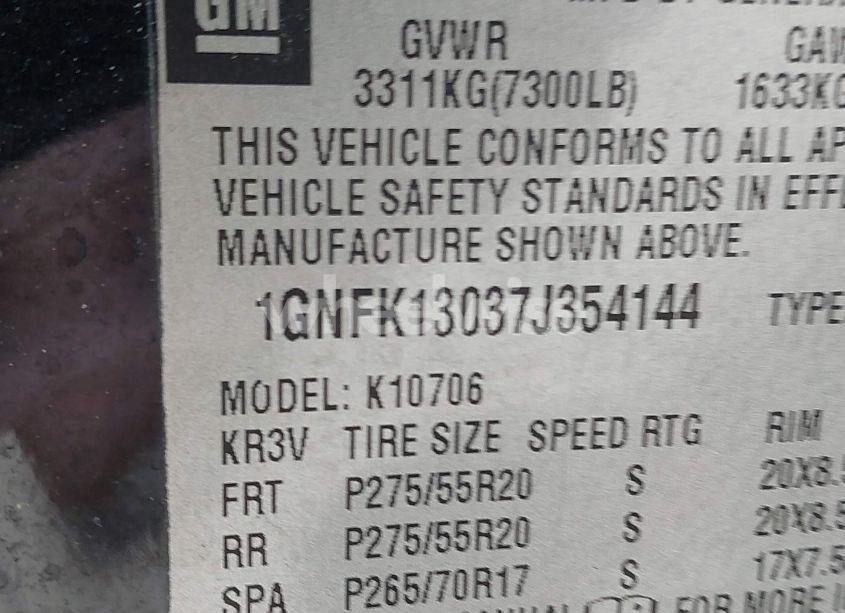 Photo 9 of 2007 Chevrolet Tahoe LTZ (VIN 1GNFK13037J354144)