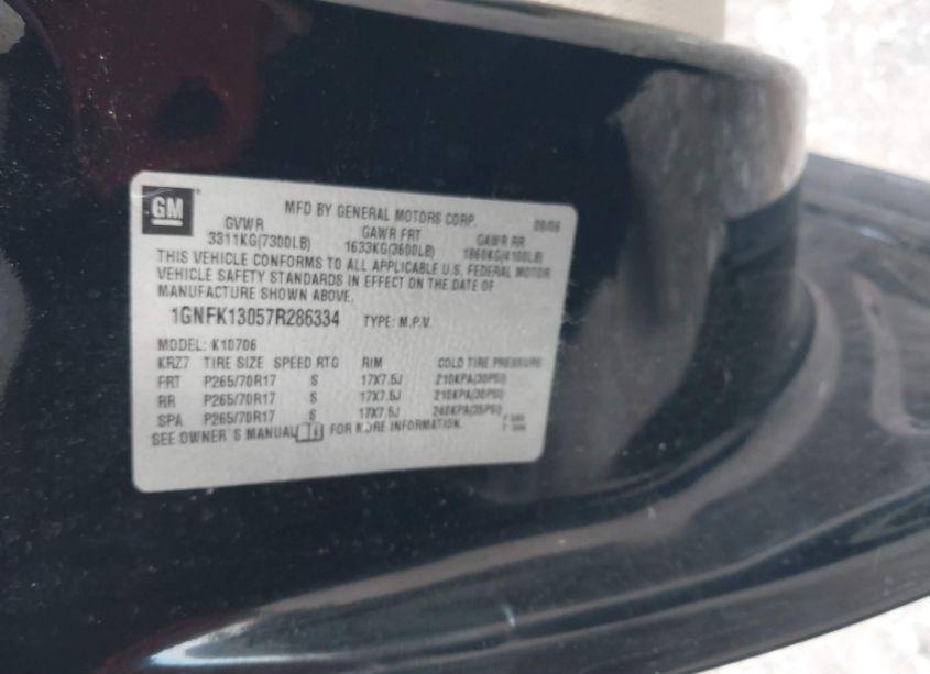 Photo 9 of 2007 Chevrolet Tahoe LT (VIN 1GNFK13057R286334)