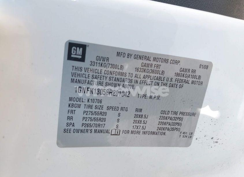 Photo 9 of 2008 Chevrolet Tahoe LTZ (VIN 1GNFK13058R201042)