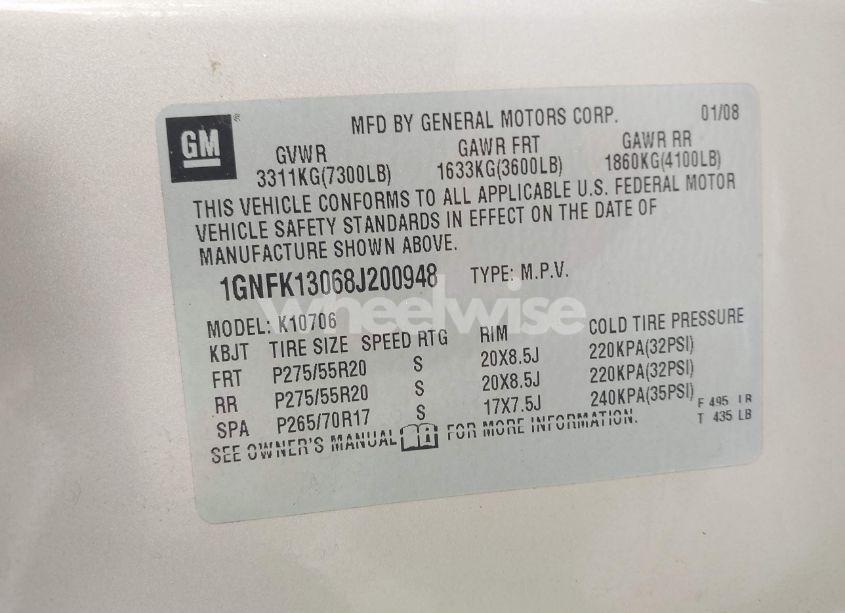 Photo 9 of 2008 Chevrolet Tahoe LT (VIN 1GNFK13068J200948)