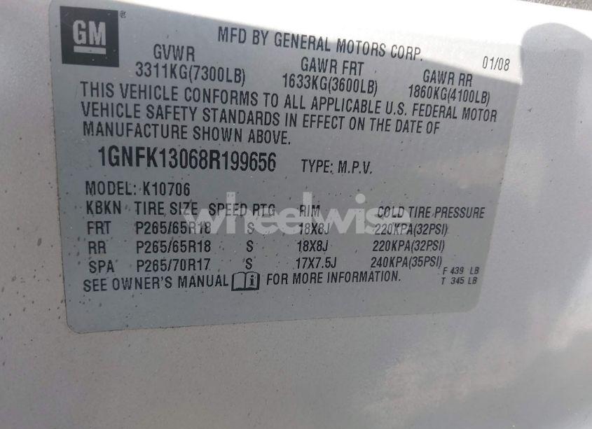 Photo 9 of 2008 Chevrolet Tahoe LT (VIN 1GNFK13068R199656)