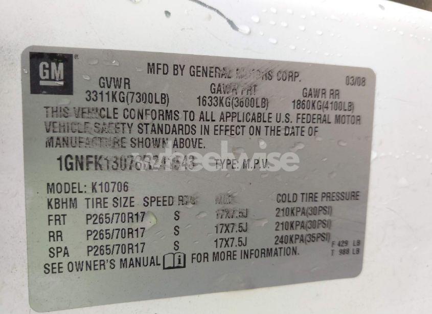 Photo 9 of 2008 Chevrolet Tahoe COMMERCIAL FLEET (VIN 1GNFK13078R241543)