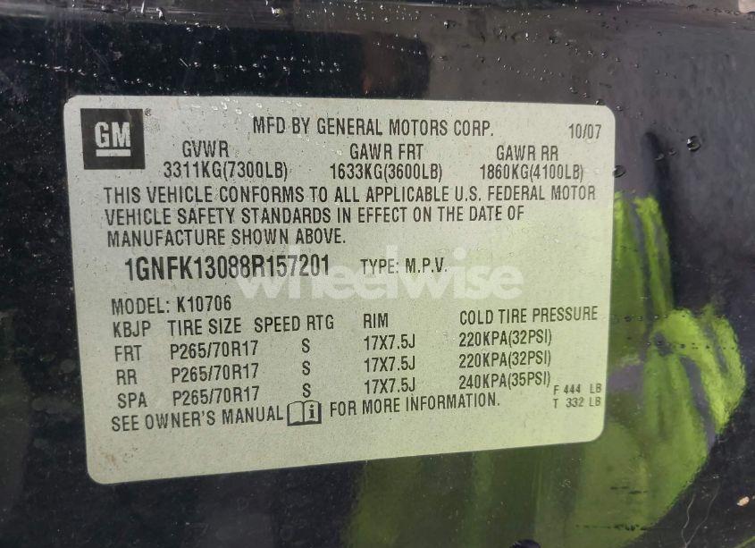 Photo 9 of 2008 Chevrolet Tahoe LT (VIN 1GNFK13088R157201)