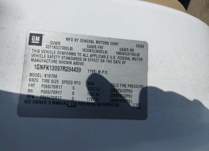 Photo 9 of 2007 Chevrolet Tahoe LT (VIN 1GNFK13097R284439)