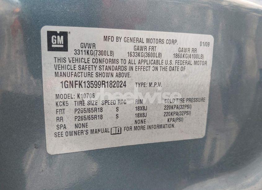 Photo 9 of 2009 Chevrolet Tahoe HYBRID (VIN 1GNFK13599R182024)